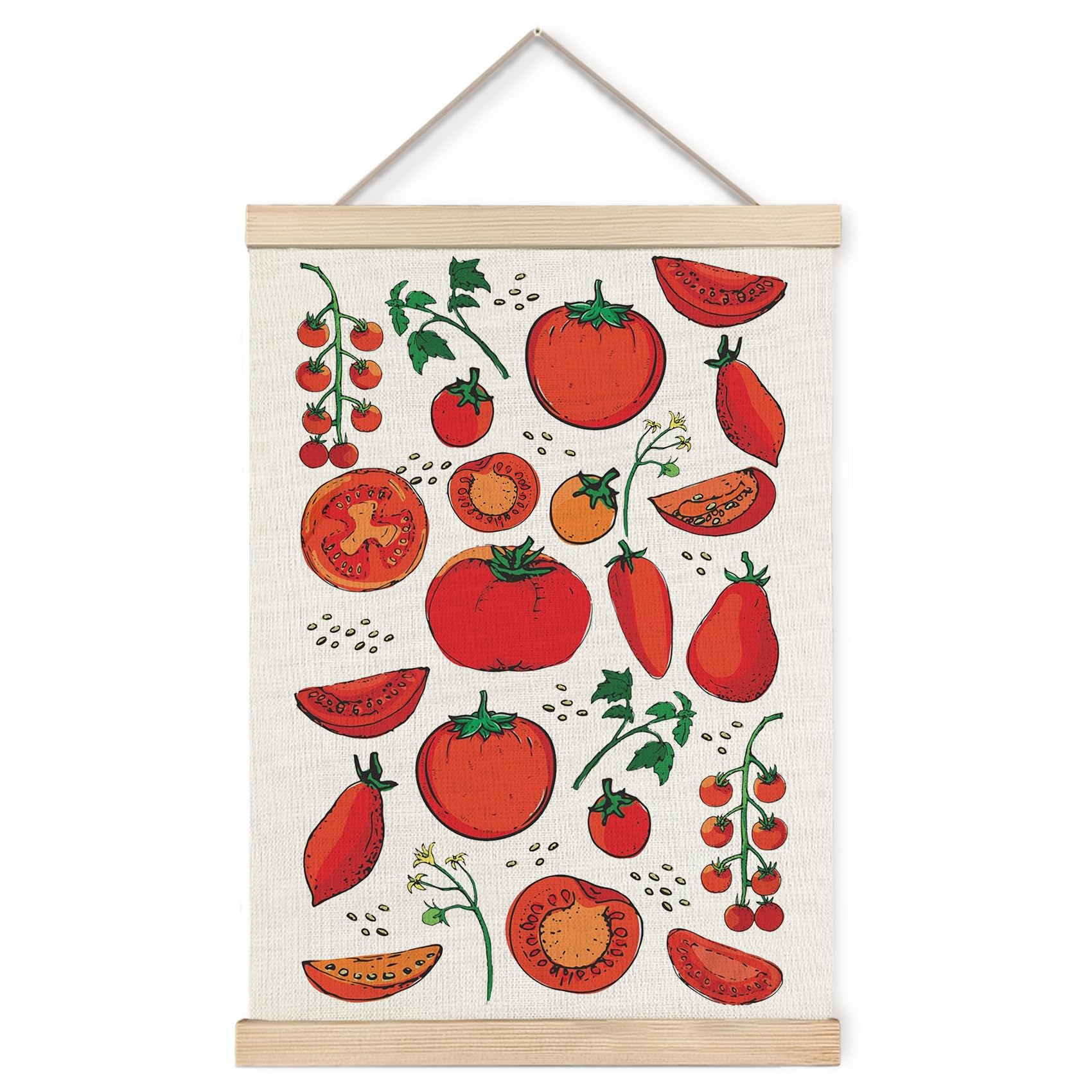 Foritho Tomato Kitchen Poster Wall Art Framed, Cherry Tomato Vegetables Gardening Canvas Prints Wall Decor for Kitchen Dining Room Garden, Gardener Gifts, 12x16 Inch