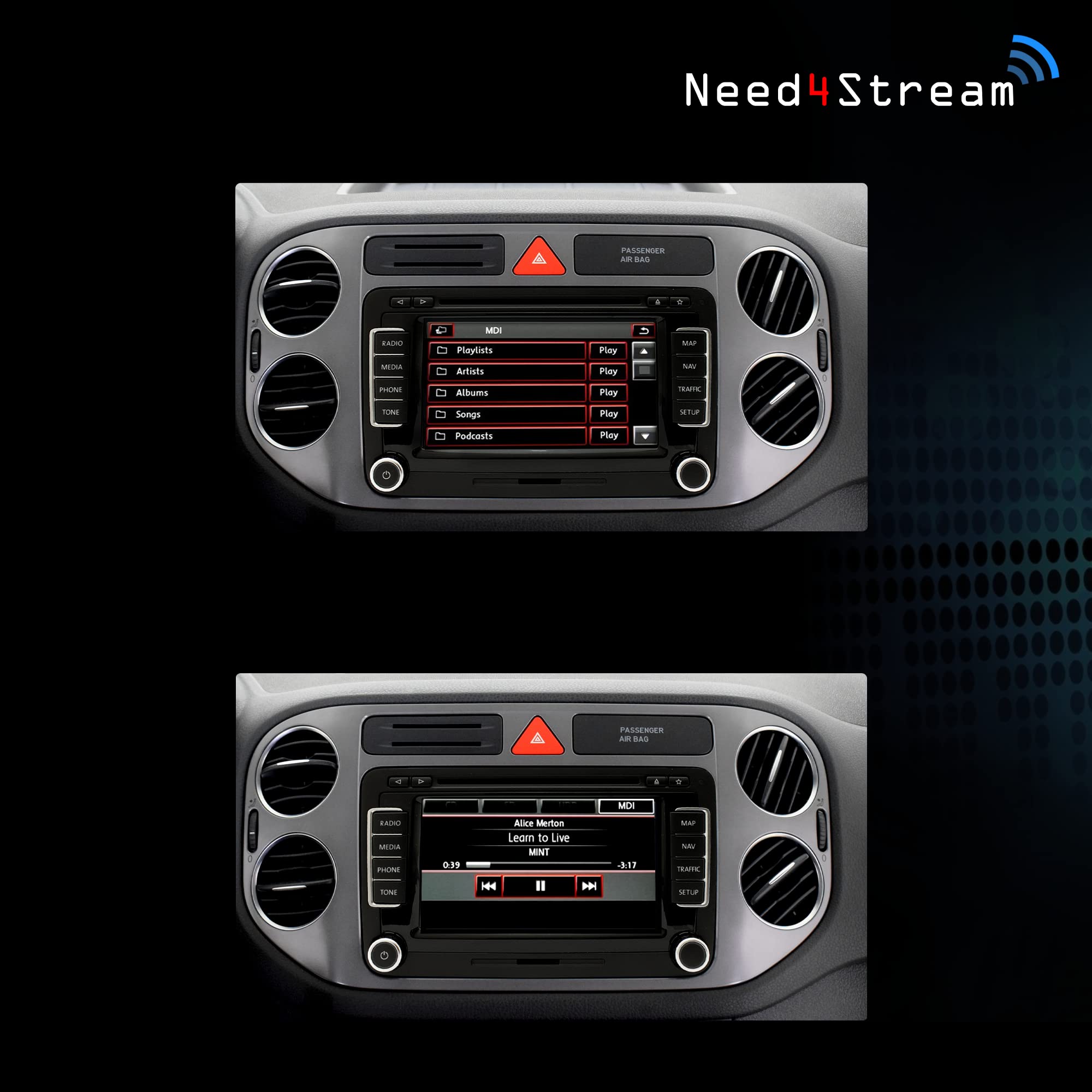 N4S300A V5.0 A2DP Bluetooth Audio Interface mit Titellisten, kompatibel mit Audi Music Interface, MMI 3G, 3G+, Symphony, Concert, RNS-E, BNS5.0 und VW Media-In