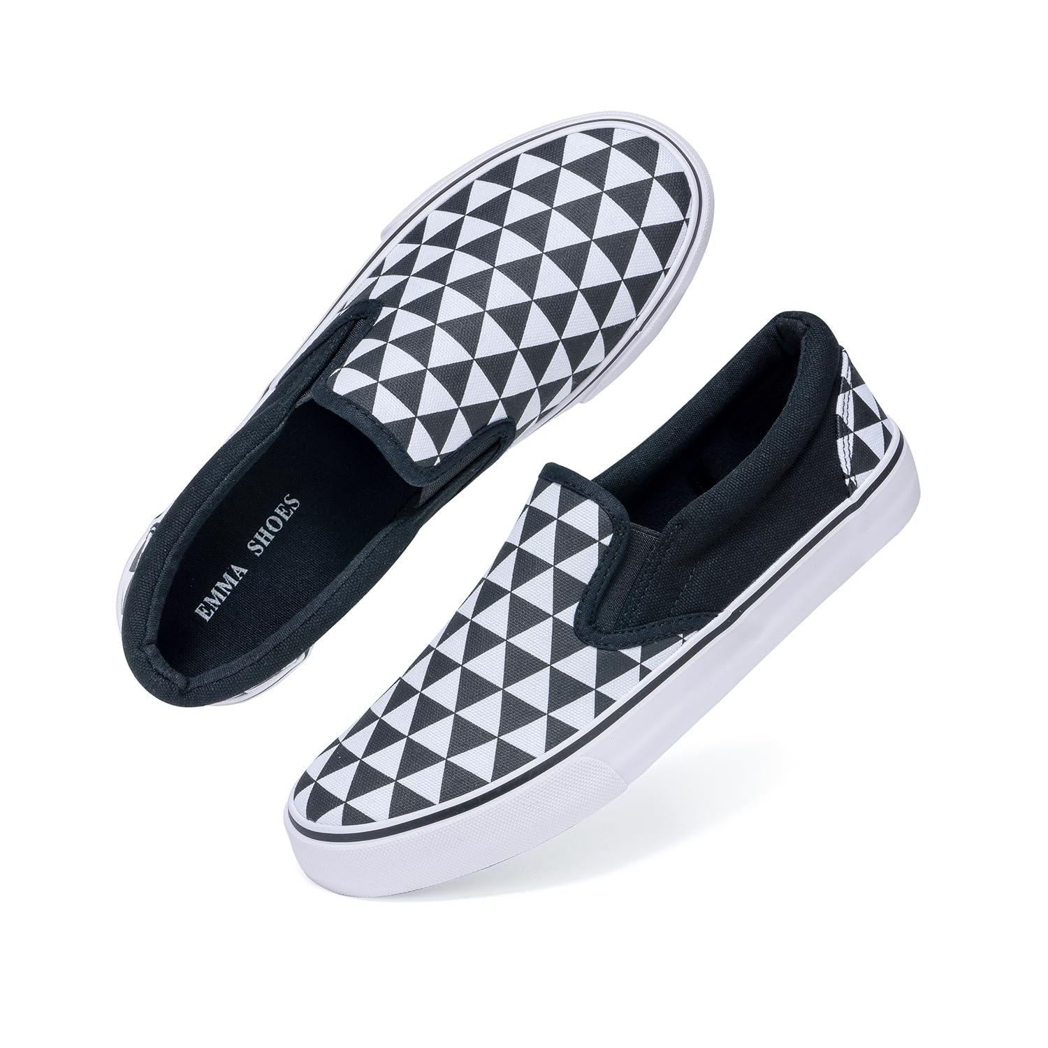 Emma Shoes Low-Top Slip Ons Women's Fashion Sneakers Casual Canvas Sneakers for Women Comfortable Flats Breathable Padded Insole Slip on Sneakers