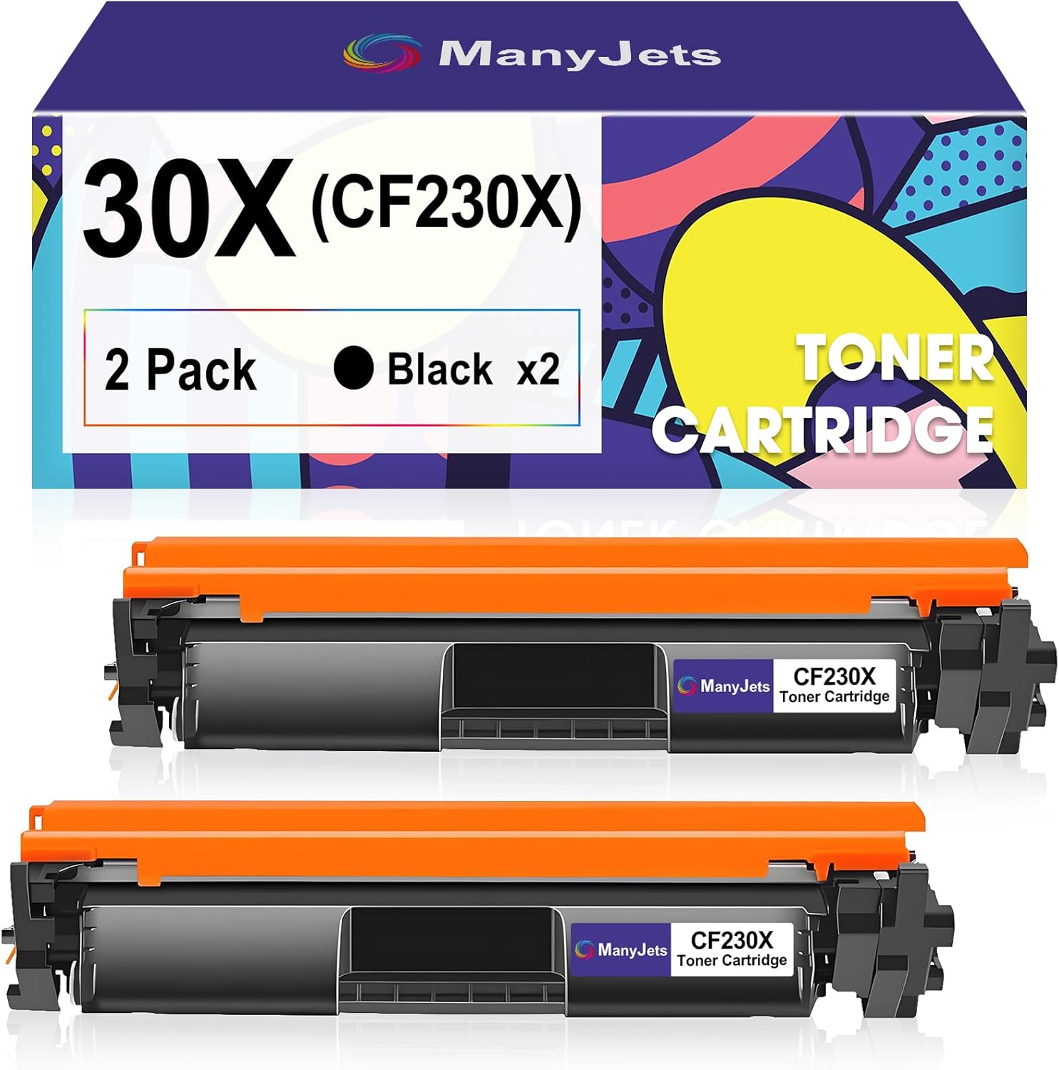 30X CF230X Toner Cartridge (2-Pack) - High-Yield Replacement for HP 30X/30A CF230X/CF230A Compatible for HP Pro MFP M227fdw M227sdn M227fdn M203dw M203d M203dn M227 M203 Printer(Black)