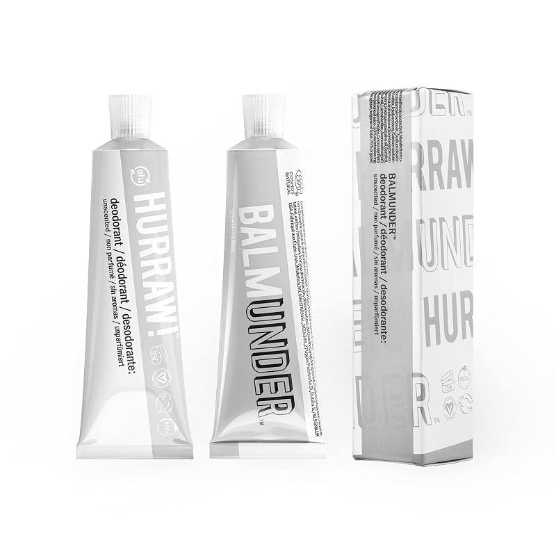 HURRAW! BALMUNDER Desodorante sem fragrância, tubo de alumínio, 30 mL