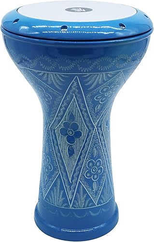 Miniatura 9 de The 17'' Wave Zaza Percussion Egyptian Style Darbuka Doumbek (Totally Engraved Blue)