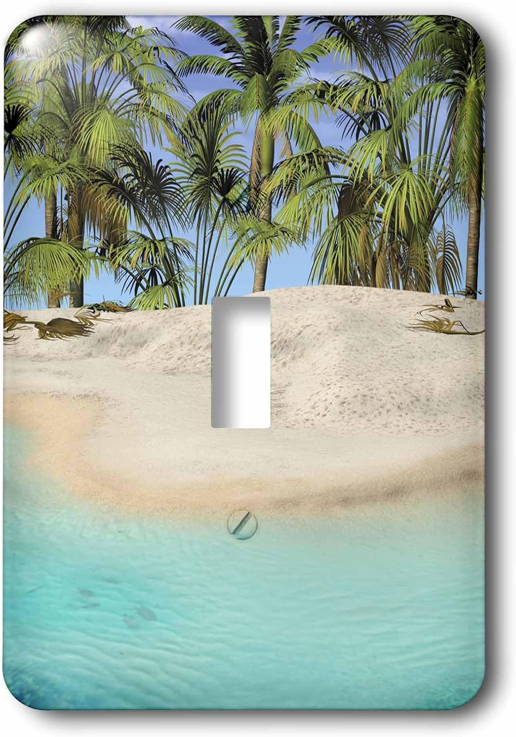 3dRose lsp_213834_1 The Edge of the Beach with Palm Trees - Single Toggle Switch