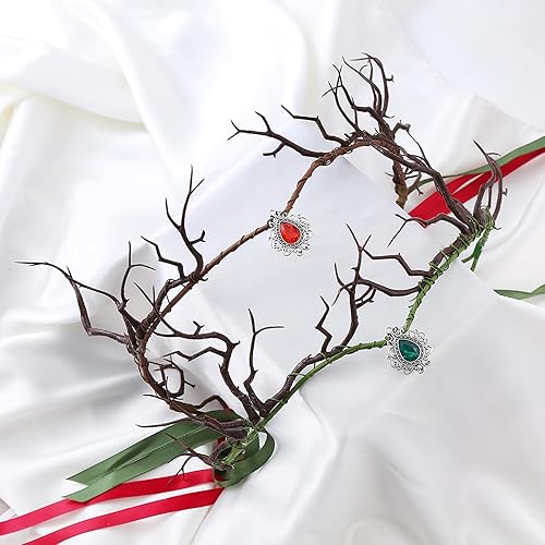 Miniatura 4 de Vivivalue Diadema con corona floral de hadas, diseño de bosque y elfo, disfraz de feria renacentista para mujeres y niñas, Halloween, cosplay,