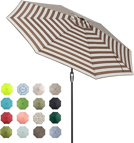 Miniatura 21 de Tempera 9 FT Patio Market Outdoor Table Umbrella with Auto Tilt and Crank, Large Sun Umbrella with Sturdy Pole & Fade Resistant Canopy, Easy to Set