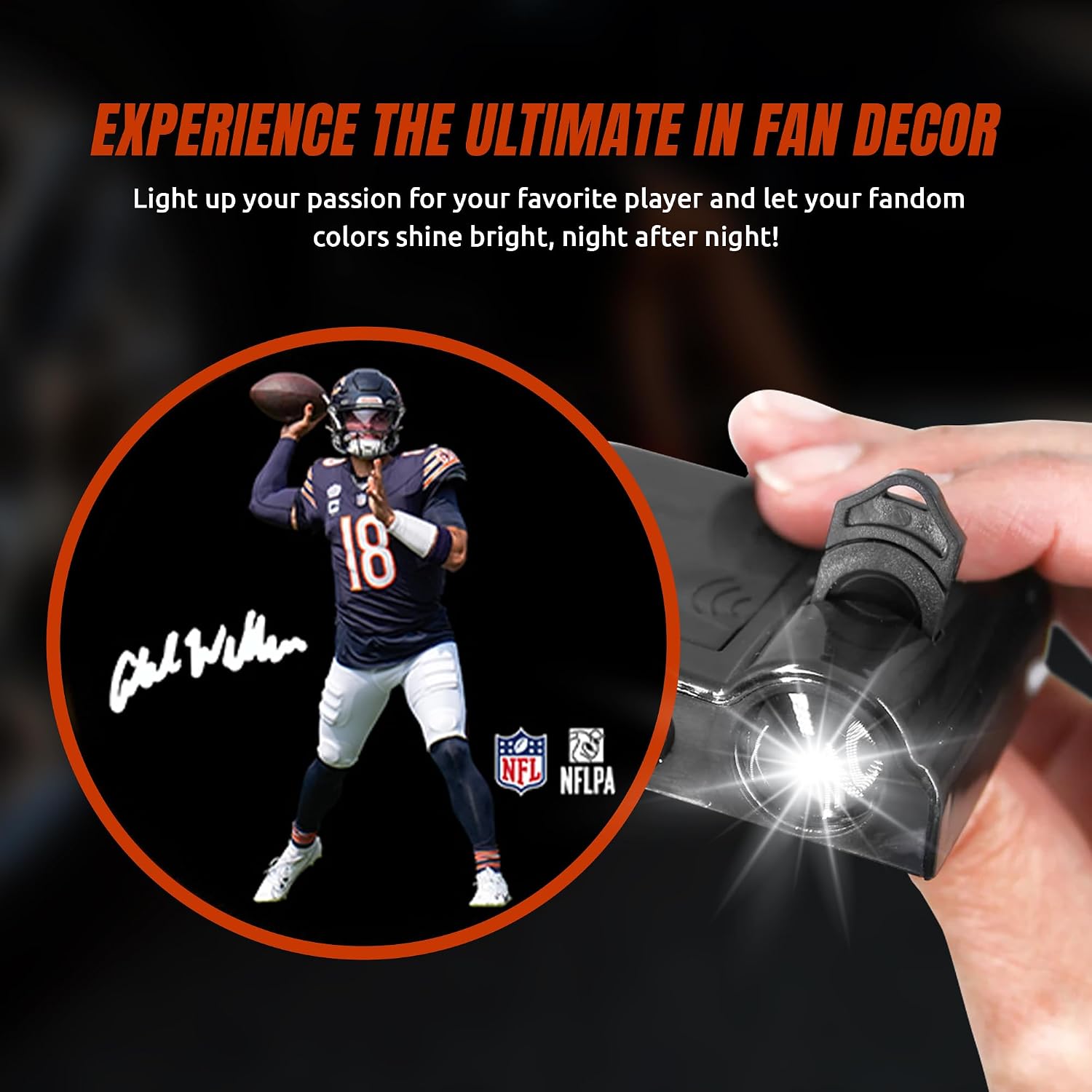 NFLPA Chicago Bears Caleb Williams LED Car Door Lights Logo Projector image 5