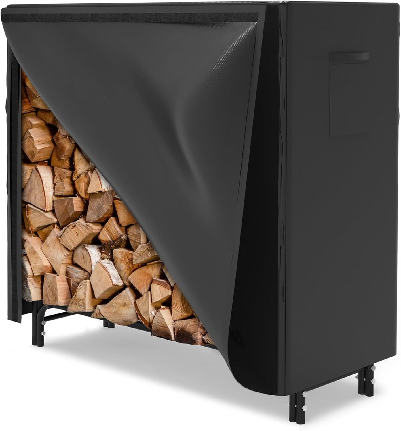 WALMANN 4 ft Firewood Rack with Cover, Heavy Duty Firewood Log Rack With Weather Resistant 600D Oxford Fabric Cover, Indoor/Outdoor Wood Racks for Fire Wood