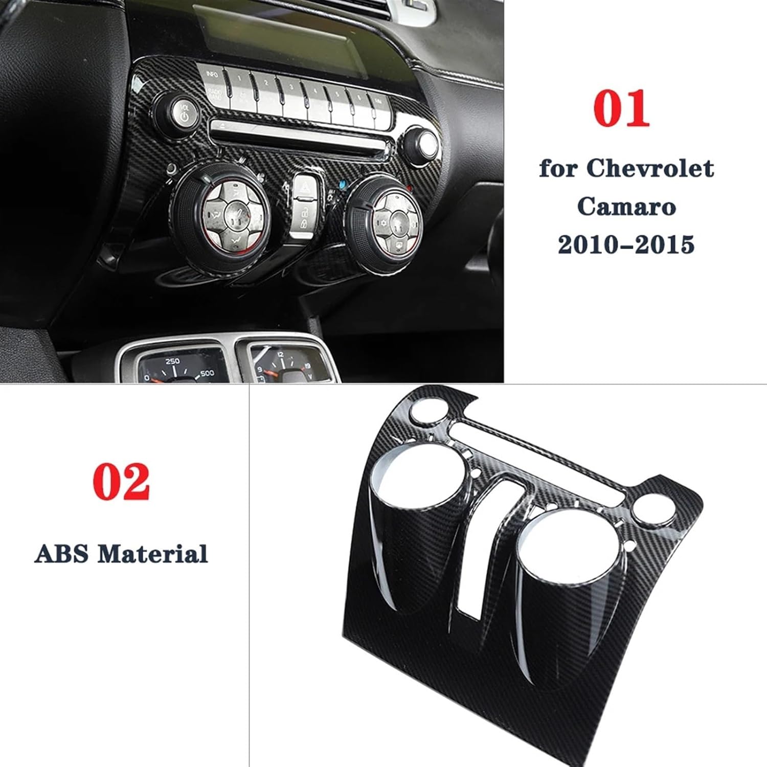 Car Center Console Control Panel Decorate Trim Cover for chevrolets Camaro 2010 2011 2012 2013 2014 2015 Interior Mouldings ABS(Red)