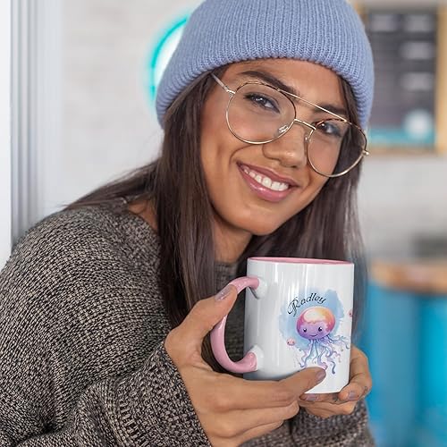 Miniatura 9 de Tazas de café personalizadas de porcelana de rana divertida con nombre, taza de té de rana floral personalizada, lindas tazas de viaje de rana