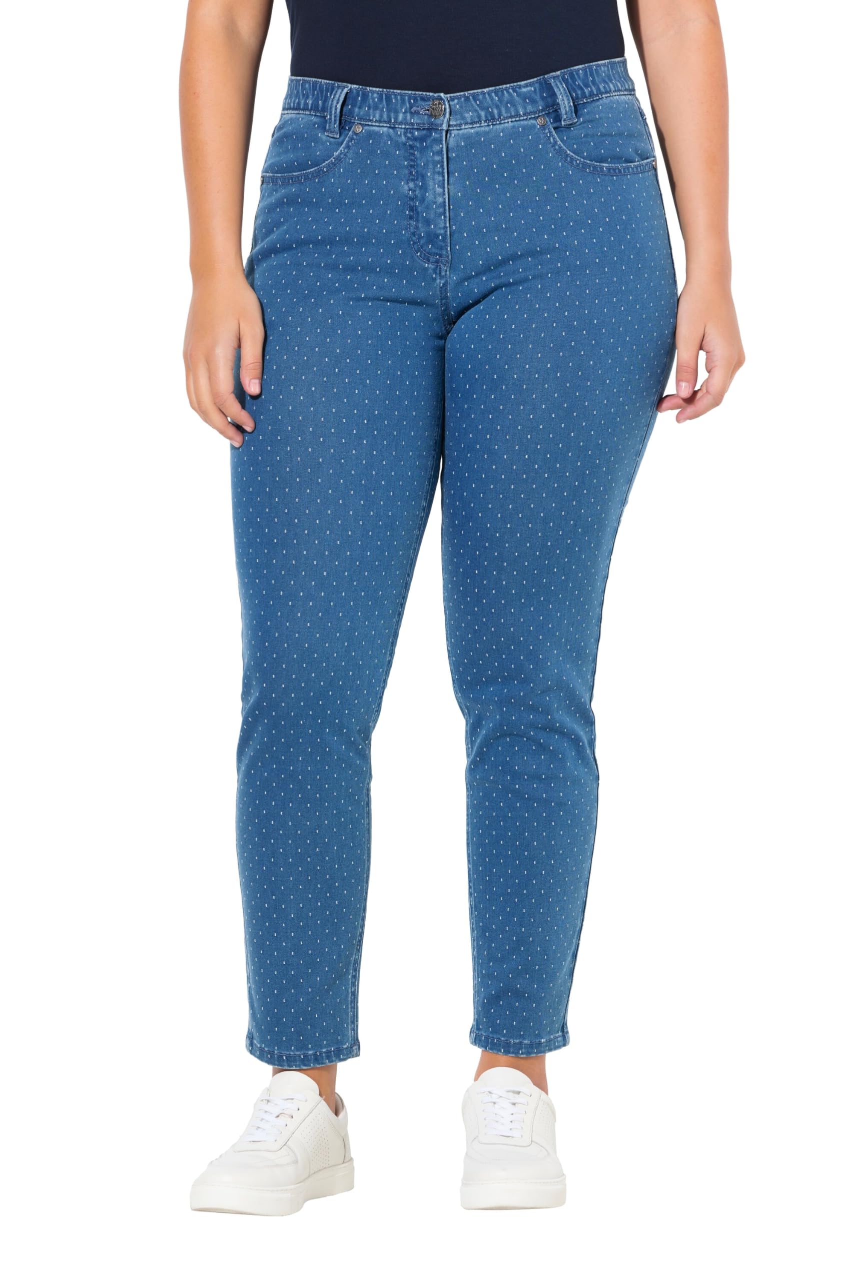 Ulla Popken Damen große Größen Übergrößen Plus Size Jeans Sarah, Punkte, schmales, konisches Bein 830630