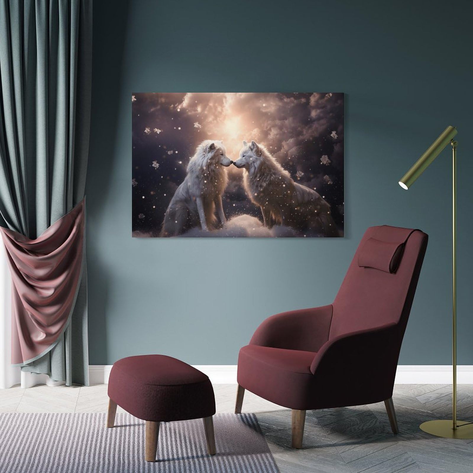 Junmoney Frame-Style-3 Winter Wolves Fantasy Art Room Decor Wall Art 20X30inch(50X75cm), For Lounge Decor, Offices Or Entryway Styling, A Flexible Wall Accent For Shared Spaces
