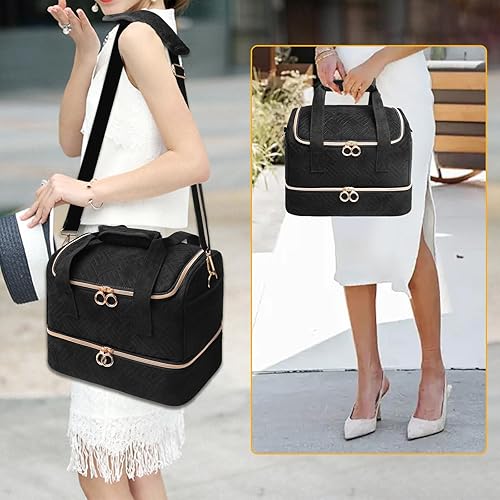 Miniatura 6 de Bolsa organizadora de esmalte de uñas con capacidad para 50 botellas (0.5 fl oz0.5 onzas) y lámpara de uñas, kit de terciopelo suave para uñas,