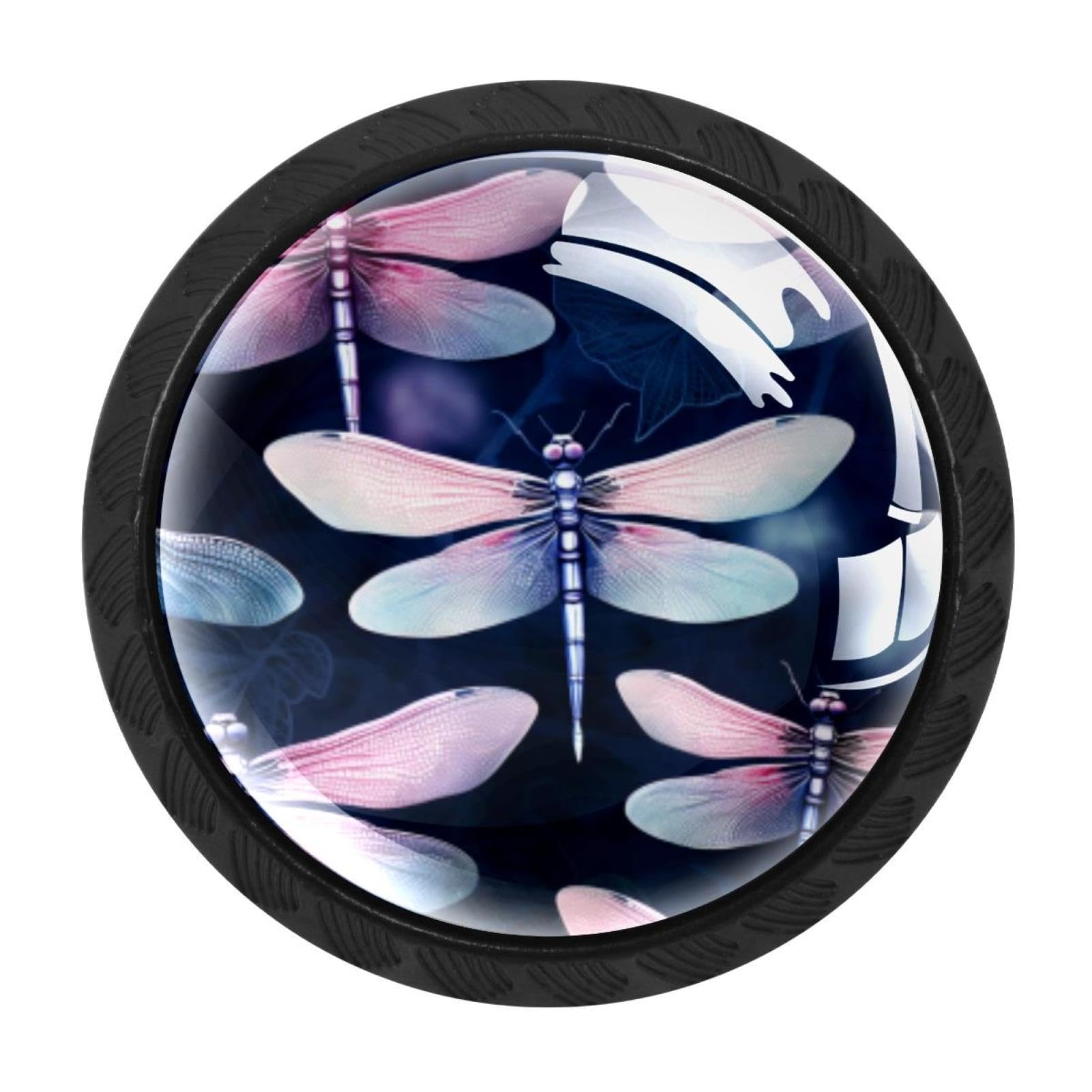 CHENZZZZ Dragonfly Drawer Knobs Pull Handle Crystal Glass Circle Shape Cabinet Drawer Pulls Cupboard Knobs with Screws for Kitchen Cupboard Dresser Wardrobe etc