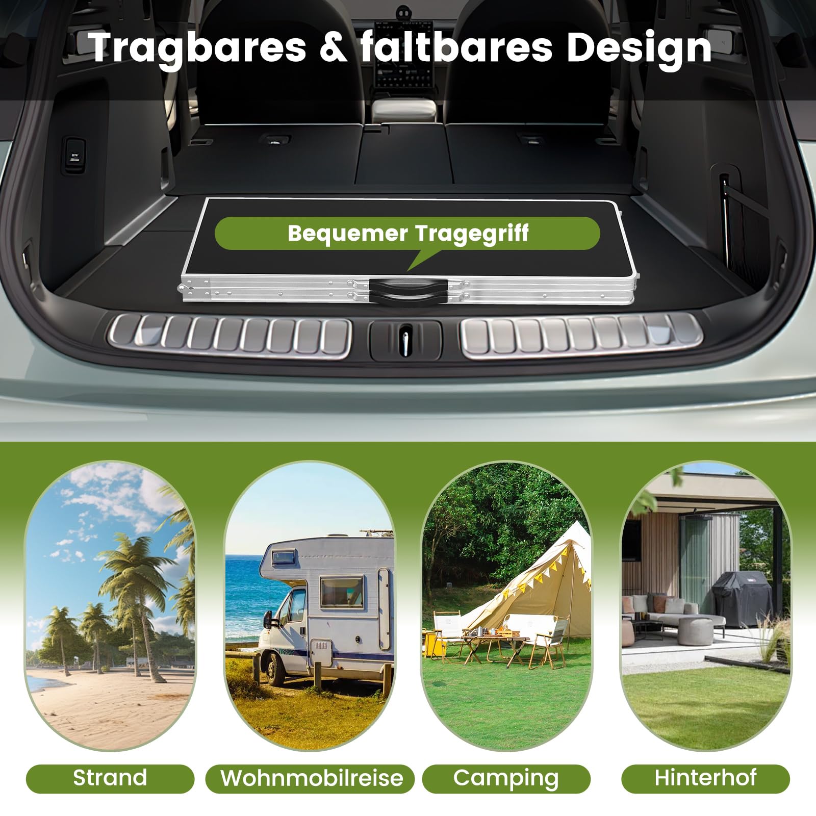 COSTWAY Campingschrank faltbar, tragbare Campingküche mit 2-stöckigen Regalen, Camping Faltschrank aus Aluminiumgestell, inkl. Tragetasche, für Picknick, Grillen, Partys, 206 x 38 x 83 cm
