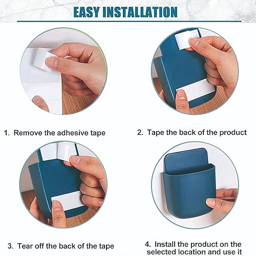 Miniatura 3 de Soporte para control remoto, juego de 4, caja de almacenamiento adhesiva para montaje en pared, organizador de teléfono de pared, soporte para
