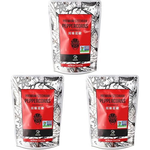 Soeos Auténticos granos de pimienta Sichuan Sichuan roja de grado A, efecto de hormigueo y adormecimiento, menos semillas, sabor fuerte, esencial