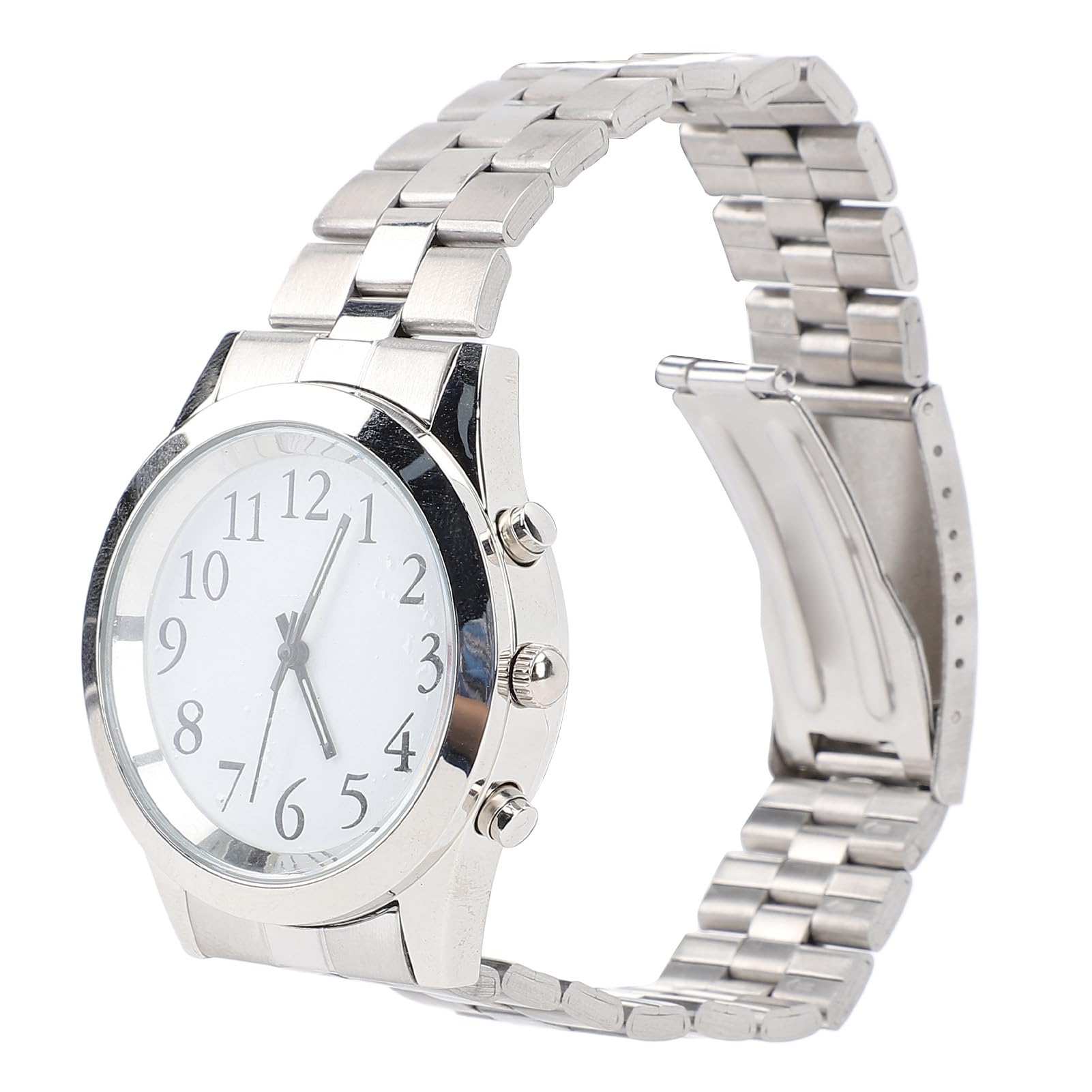 Pilipane Montre parlante, réveil vocal fort et clair, rappel, bracelet élastique en acier inoxydable, grand cadran pour personnes âgées aveugles et malvoyantes