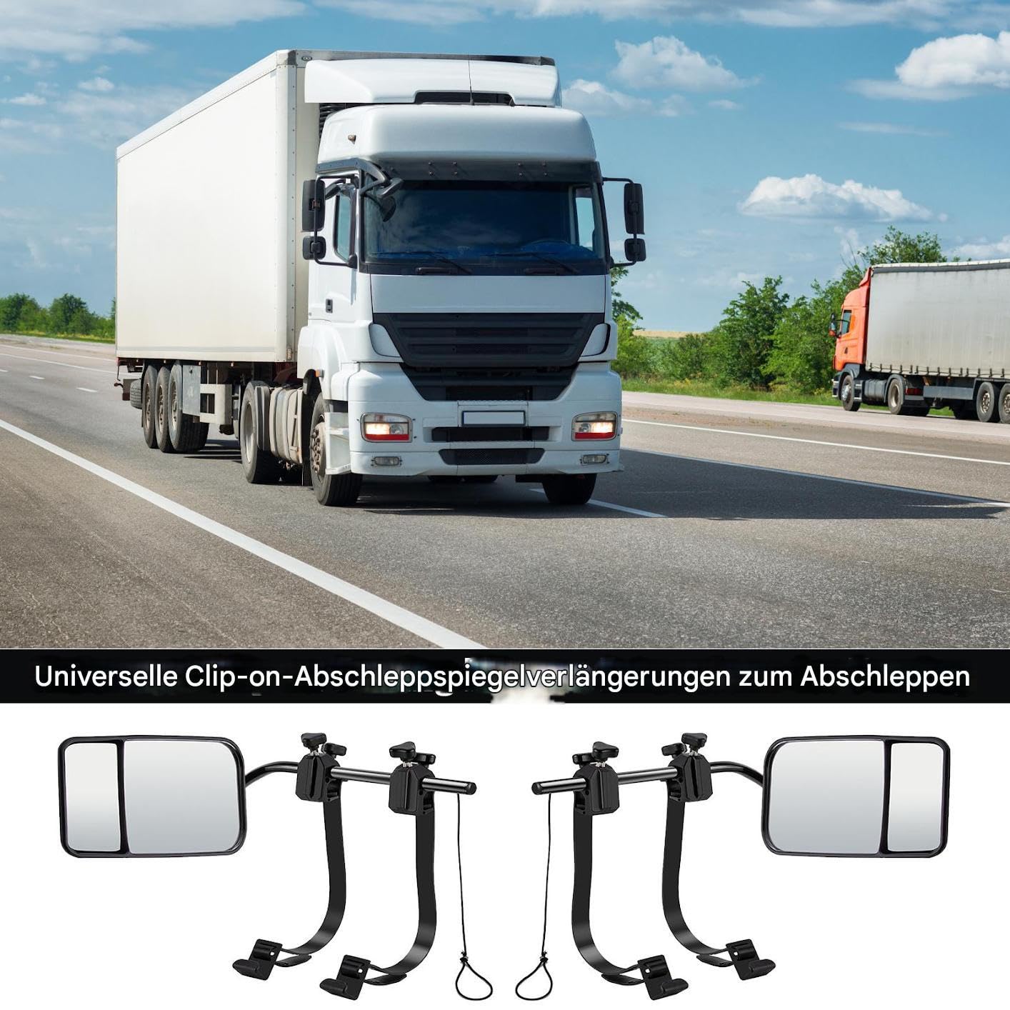 Extensión de espejo para remolque, 2 unidades, con montaje de abrazadera, espejos convexos, ampliaciones de lente de espejo retrovisor para camiones, camionetas, furgonetas, SUV