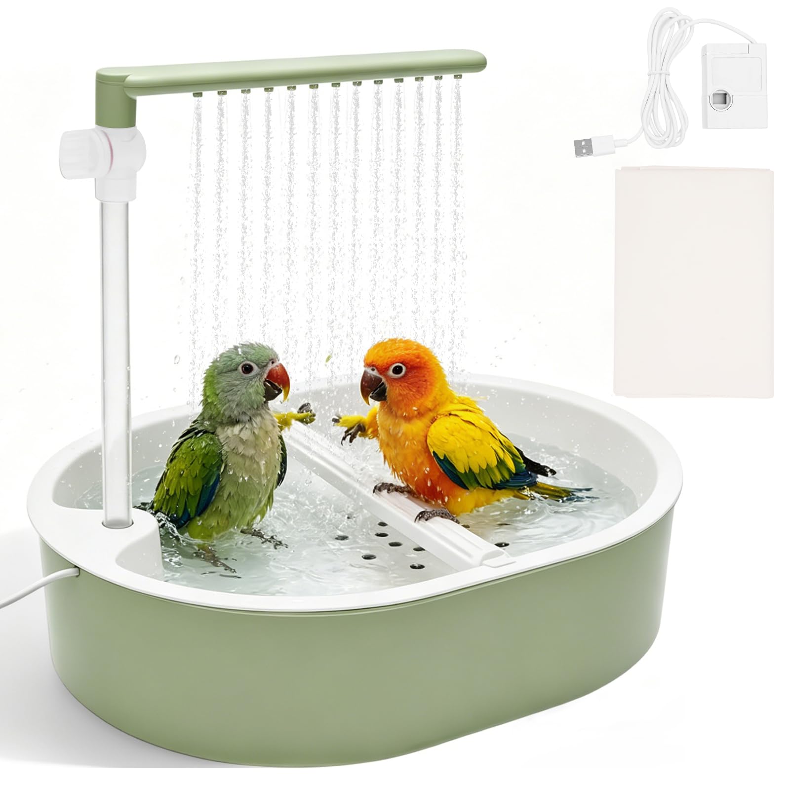 Rhaiqbvc Automatic Parrot Bathtub Cage Parrot Bird Shower Large Basin Bird Shower Bath Parrots Bathtubs Pool Birds Water Cycle Bathtub For Cockatiel Sun Conure