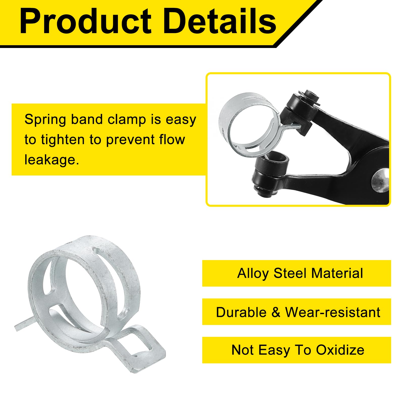 Sourcingmap 12Pcs Spring Band Type Action Fuel/Silicone Vacuum Hose Pipe Clamp - Image 3