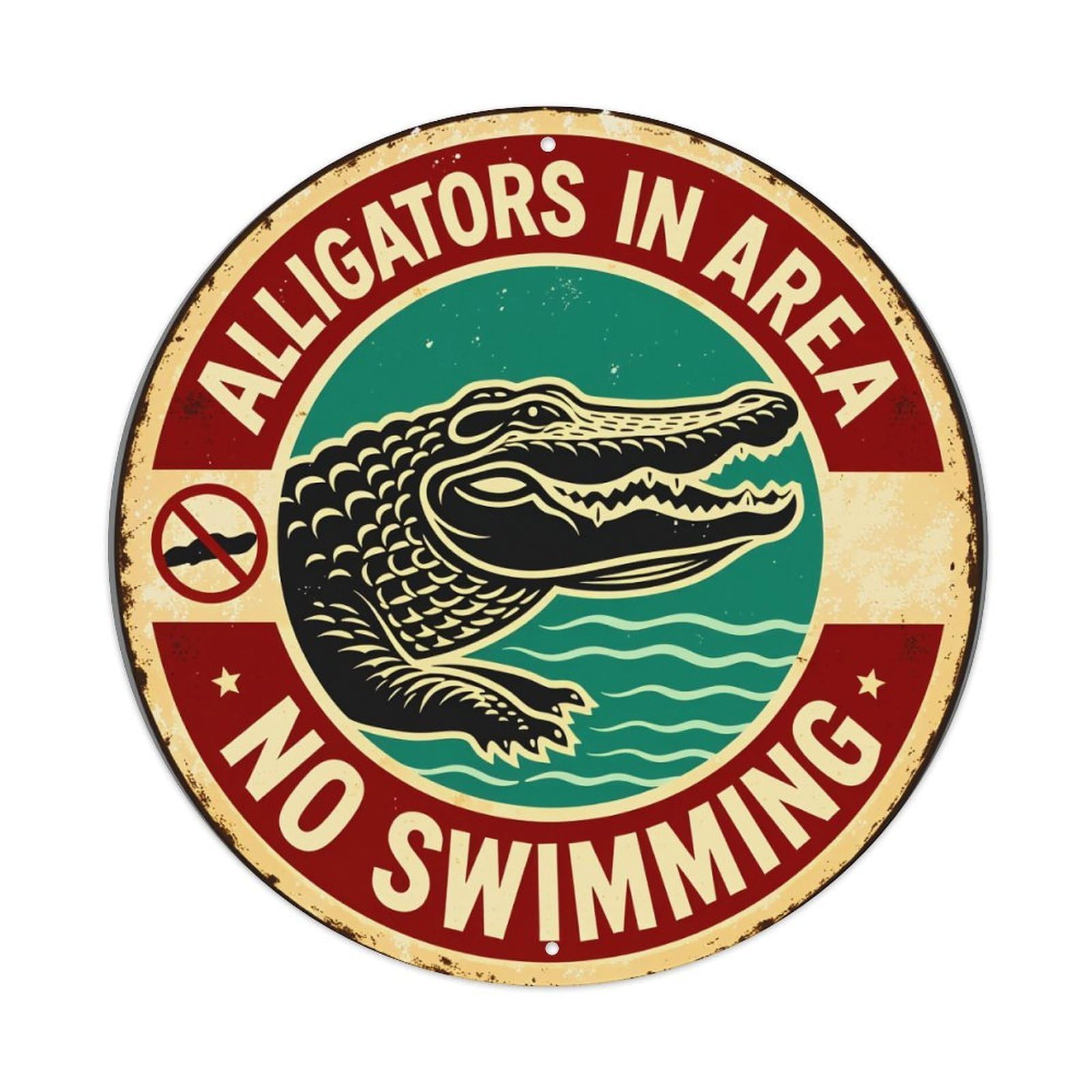 Alligators In Area No Swimming Metal Tin Sign Plaque