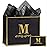 momoake Alphabet Birthday Gift Bag with Card and Tissue Paper for Men Women, 13 Large Black Gold Personalized Bridal Party Gift Paper Bag for Gifts Wrapping - (Letter M)