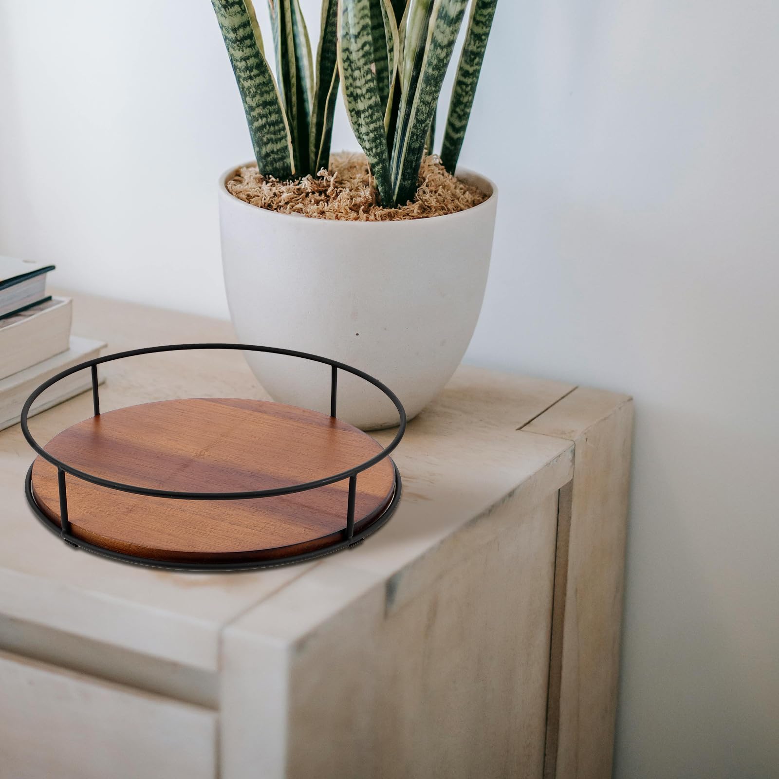 Plato Giratorio y Acabado Natural de Madera Redondo para Especias Diseño Elegante Organizador Versátil y Ahorra Espacio para Cocina y Gabinete