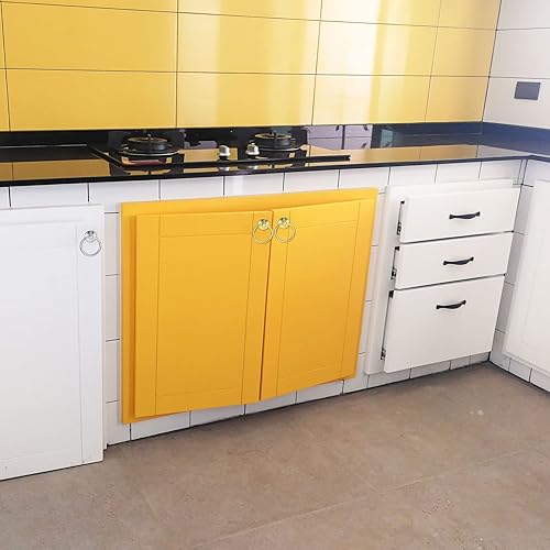 Miniatura 6 de uxcell 2 tiradores redondos de anillo, pomos de tocador dorados para cajones, con un solo agujero para armario, armario