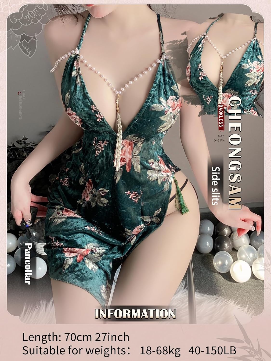 Sexy Lingerie Chinese Dress Cheongsam Babydol Dress For Women | Qipao dress exotic lingerie for women One Size Ideal For Honeymoon Couple Time Date Night Celebrations Fit 80-150lb