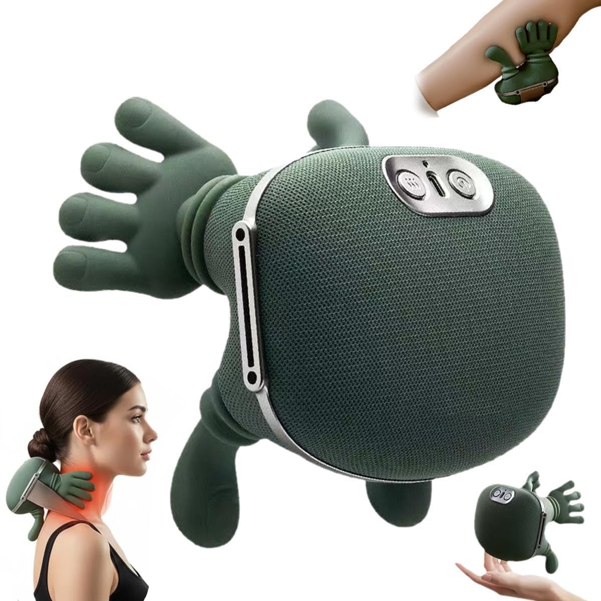 PANCA Heated Neck & Back Massager with 4D Kneading, Wireless Portable Electric Deep Tissue Massager for Shoulder, Cervical, Back, Leg & Foot Pain Relief, Rechargeable Body Massager (Green)-image-40