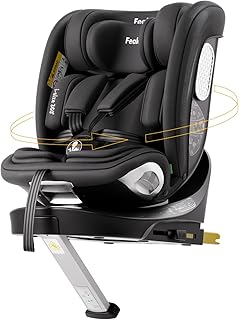 Feakaou 360 Car Seat with ISOFIX - for Newborn to 12 Years Children, i-Size (ECE R129/E4) Rotating Swivel Baby Car Seat,Group 0+1/2/3 (40-150cm),Rear Facing for Longer from Birth to 4 Years.Black.