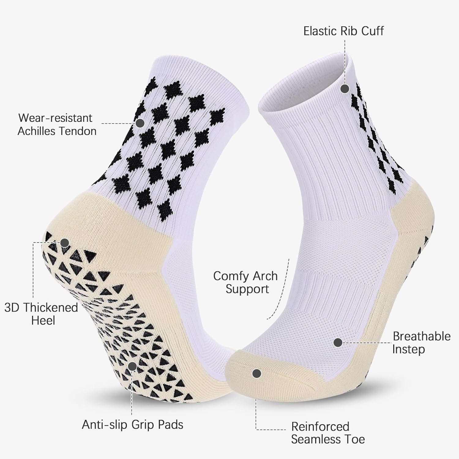 3/6 Pairs Grip Soccer Socks Men Women Non-slip Sports Socks for Basketball Football Athletic - Image 5