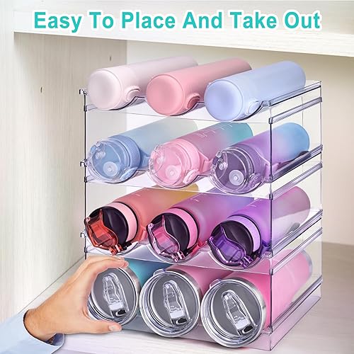 Miniatura 7 de TopDirect Organizador de botellas de agua, 4 paquetes grandes de almacenamiento de botellas, estante de almacenamiento apilable, vino, bebida, taza,