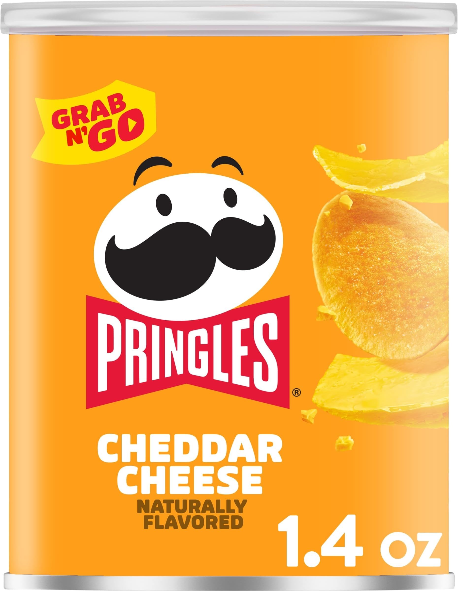 Pringles Potato Crisps Chips, Lunch Snacks, Office and Kids Snacks, Grab N' Go Pack, Cheddar Cheese, 1.4oz Can (1 Can)