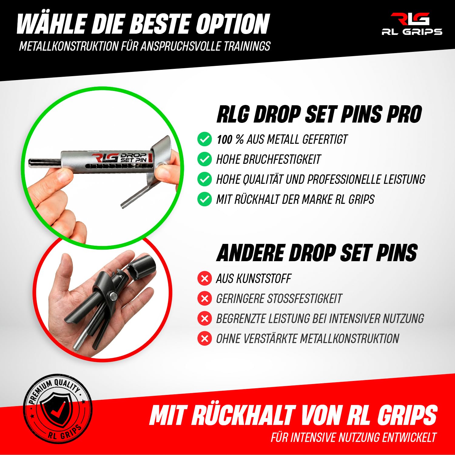 Drop Set Pins Pro für Fitnessstudios – Aluminiumstifte für den professionellen Einsatz beim Training mit absteigenden Serien – Automatische Metallstifte Gym