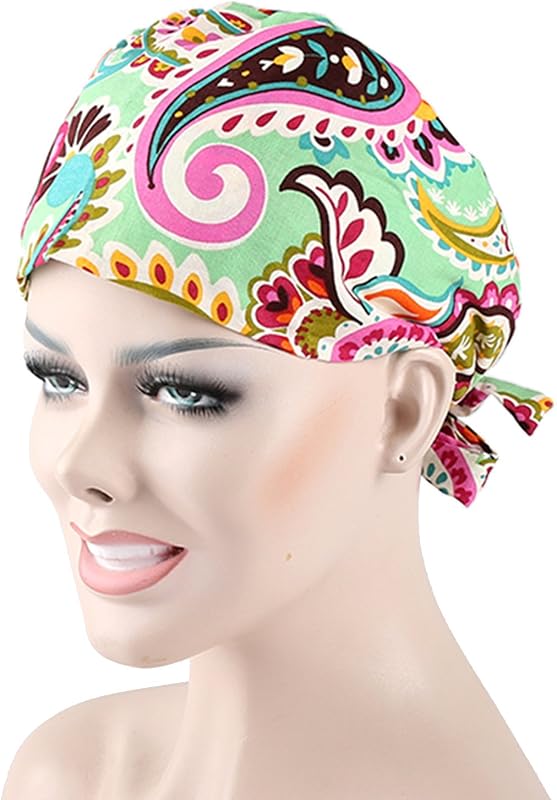 Ate las gorras de trabajo con 4 botones y banda para el sudor, sombreros de bufante ajustables para mujeres y hombres,talla única (paquete de 4)