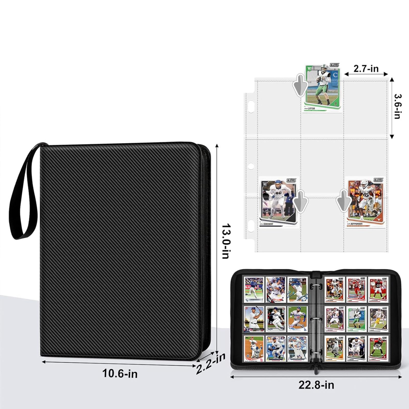 libro carte da gioco in pelle PU premium contiene 900 carte e include 50 pagine protettive trasparenti per fissare accessori del gioco carte