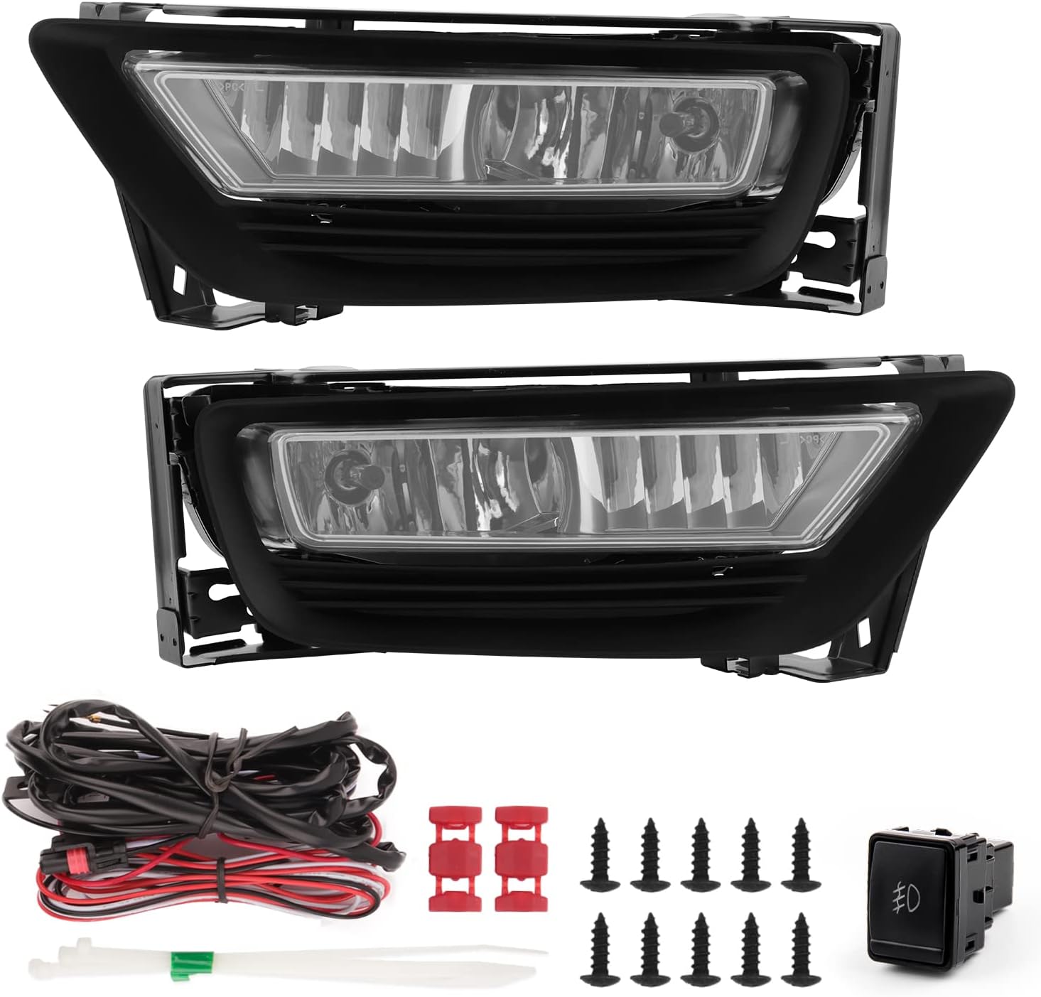 RP Remarkable Power, Fits For 2013-2015 Accord 4 Door Clear Fog Light Kit (Not Compatible with Hybrid) FL7046 with Switch, Wiring, Harness and 12V-35W Bulbs