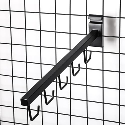 Miniatura 6 de Qunclay 5 paquetes de rejilla de alambre con 5 ganchos para pared de rejilla, ganchos en J, accesorios de tubo cuadrado para rejilla, bolsas de