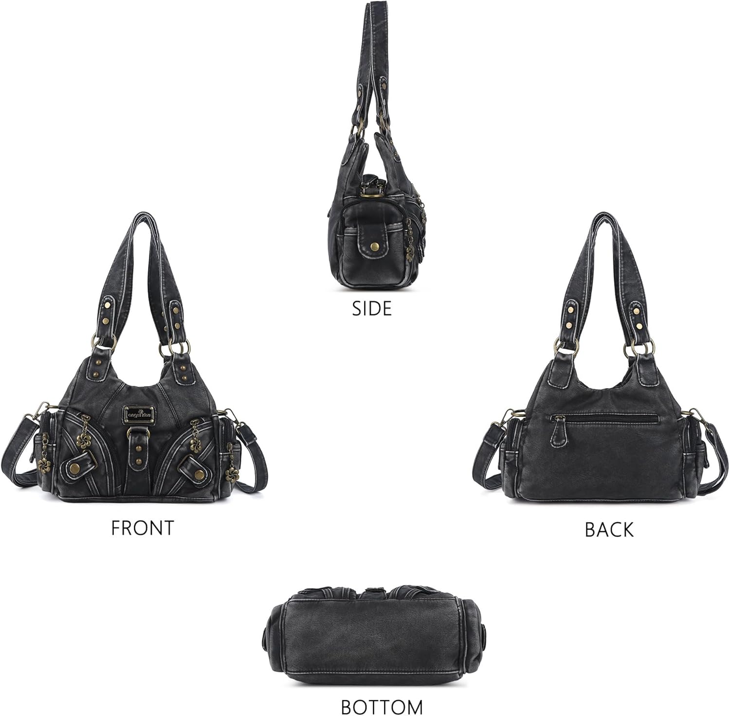 Angel Kiss Purses for Women Small Hobo Shoulder Bags Vagen Leather Multi-Pocket Tote Bag with Zipper - Image 6