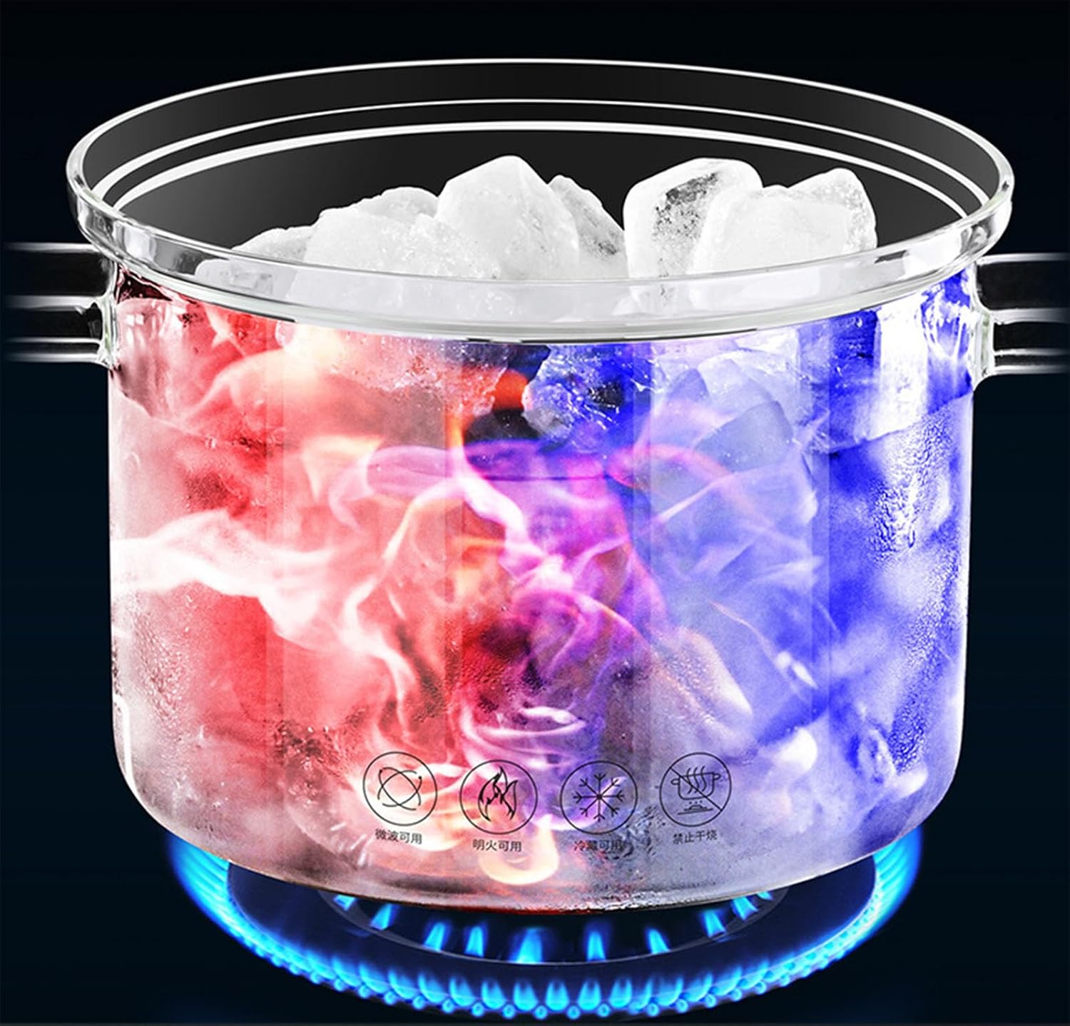 Ceramic Pot with Glass lid, Double Boiler, Glass pots, Heat-Resistant Borosilicate Glass, Handmade cookware Set, Pot for The stovetop & Safe for Pasta, Noodle Soup, Milk,