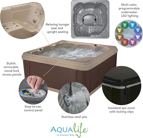 Miniatura 2 de Essential Hot Tubs - Tumbona Shoreline 24 Jet para 6 personas con características de masaje, 74.5 x 74.5 x 32 pulgadas, 120 V, granito gris con