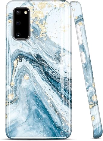 Galaxy S20 Case Gold Sparkle Glitter Marble Slim Shockproof TPU Soft Rubber Silicone Cover Phone Case for Samsung Galaxy S20 5G 6.2 inch 2020 Blue
