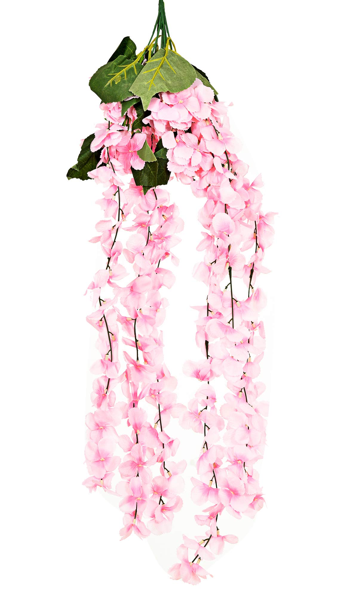 brown leaf Artificial Flower Artificial Silk Wisteria Vine Hanging Falling 1 Bunch Bouquet for Home & Weeding Decoration (Baby Pink)
