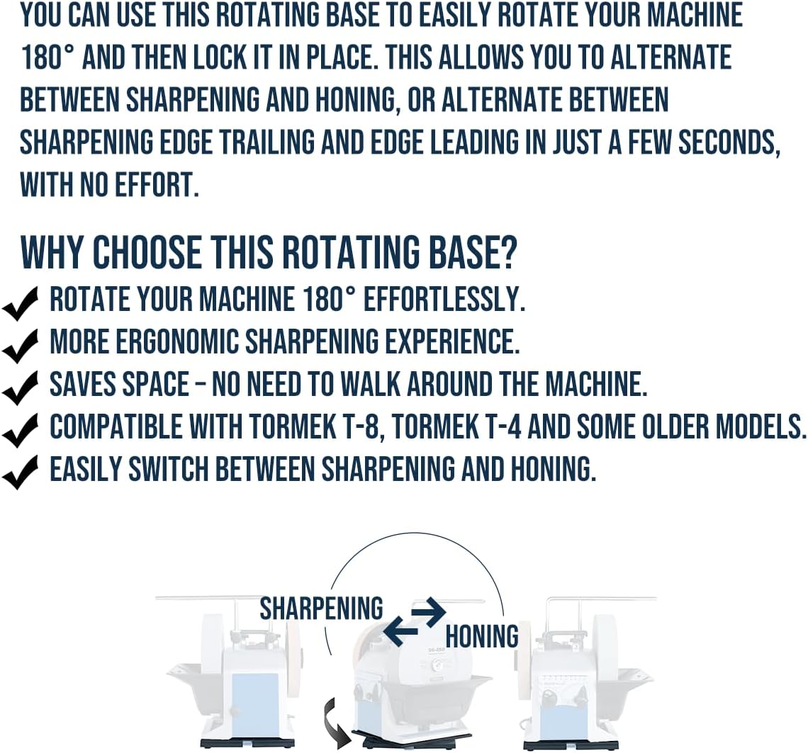 RB-180 Rotating Base for Tormek T-8, T-7, T-4, T-3, S2000, S1200 - Effortless 180° Swivel, Seamless Sharpening & Honing, Perfect Compatibility, Low-Profile Design, No Extra Adapters Needed