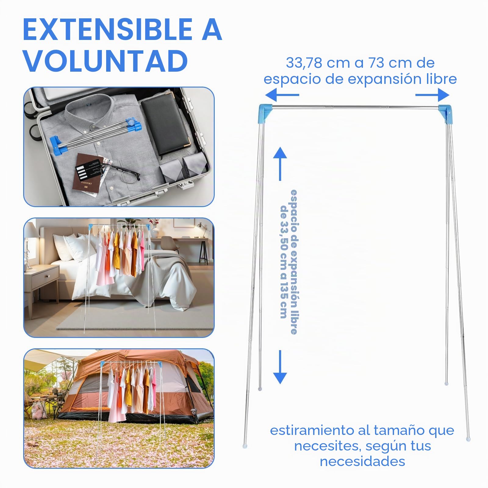 XTDMJ Tendedero de ropa portátil plegable, de 33 a 71 cm, portátil, de viaje, plegable, para el hogar, la lavandería, el camping, viajes al aire libre