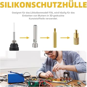 8 Stück Lötkolben Einschmelzhilfe aus Messing Spitzen set - 3D Drucker Zubehör mit Innengewinde Rändelmuttern 936 & 900M/T18 Lötkolbenspitzen für Gewindeeinsätz Einschmelzmuttern M2 M3 M4 M5 M6 M8