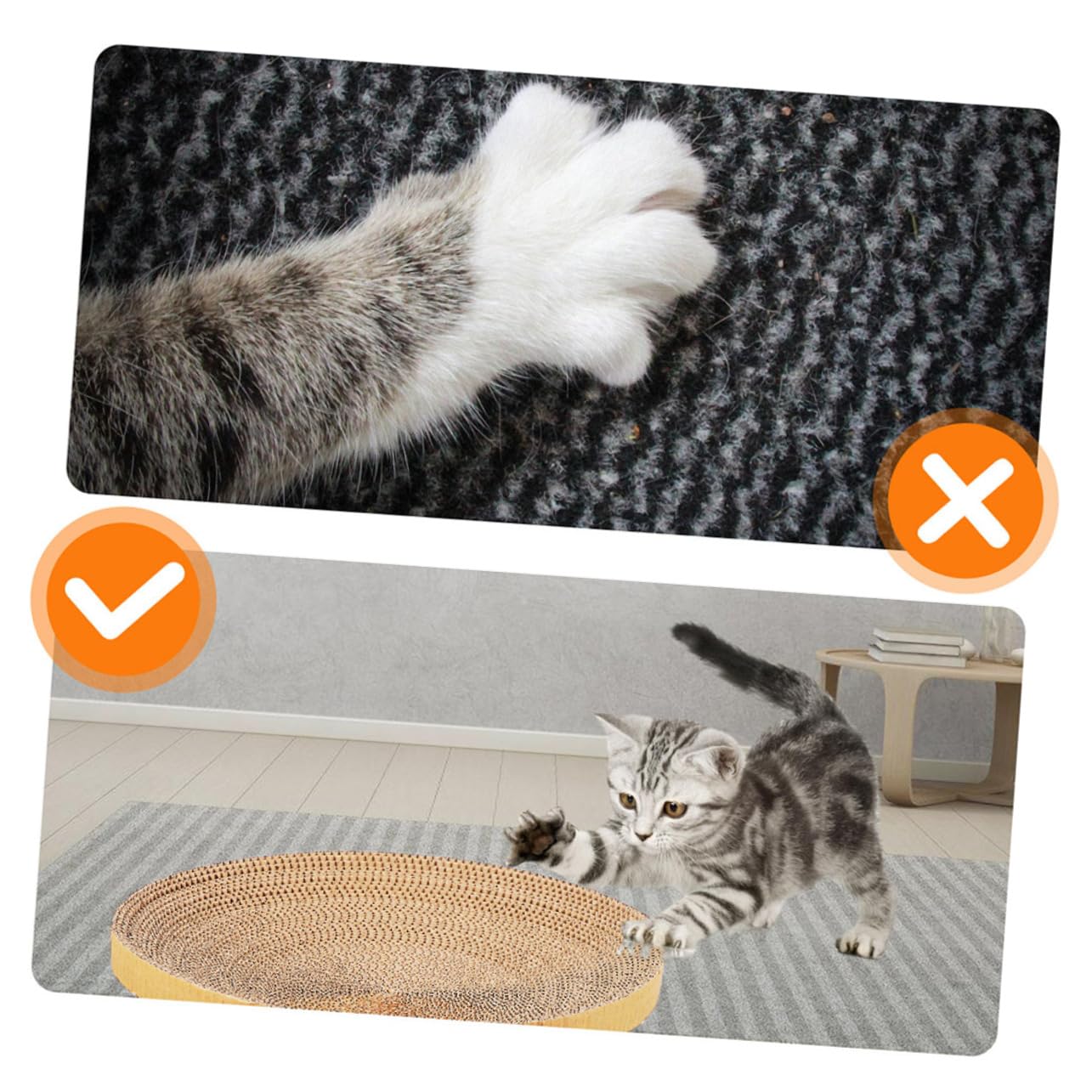 2 Stück Runde Katzenkratzbretter aus Wellpappe, Ersatz für Kratzbaum
