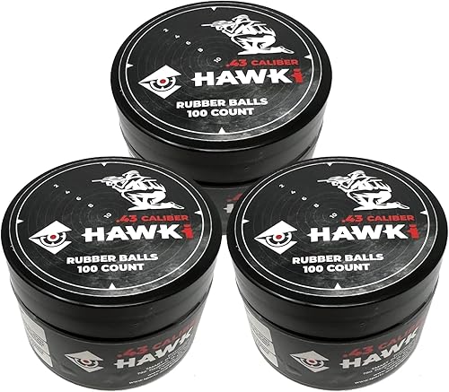 Miniatura 61 de Hawki - Pelotas de goma reutilizables de 0.50 o .43 cali, bolas de goma suave, menos letales para pistolas de paintball negro x 100