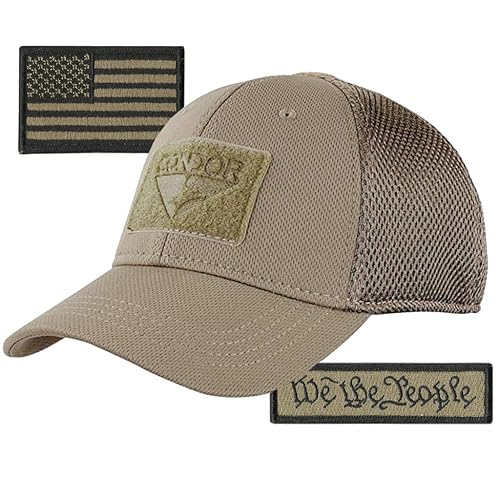 Condor MESH Fitted Tactical Cap Bundle - We The People & USA - Choose Size